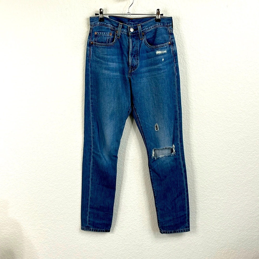 Levi's Premium 501 Skinny Jeans Sansome Street Distressed Cut Button Fly
